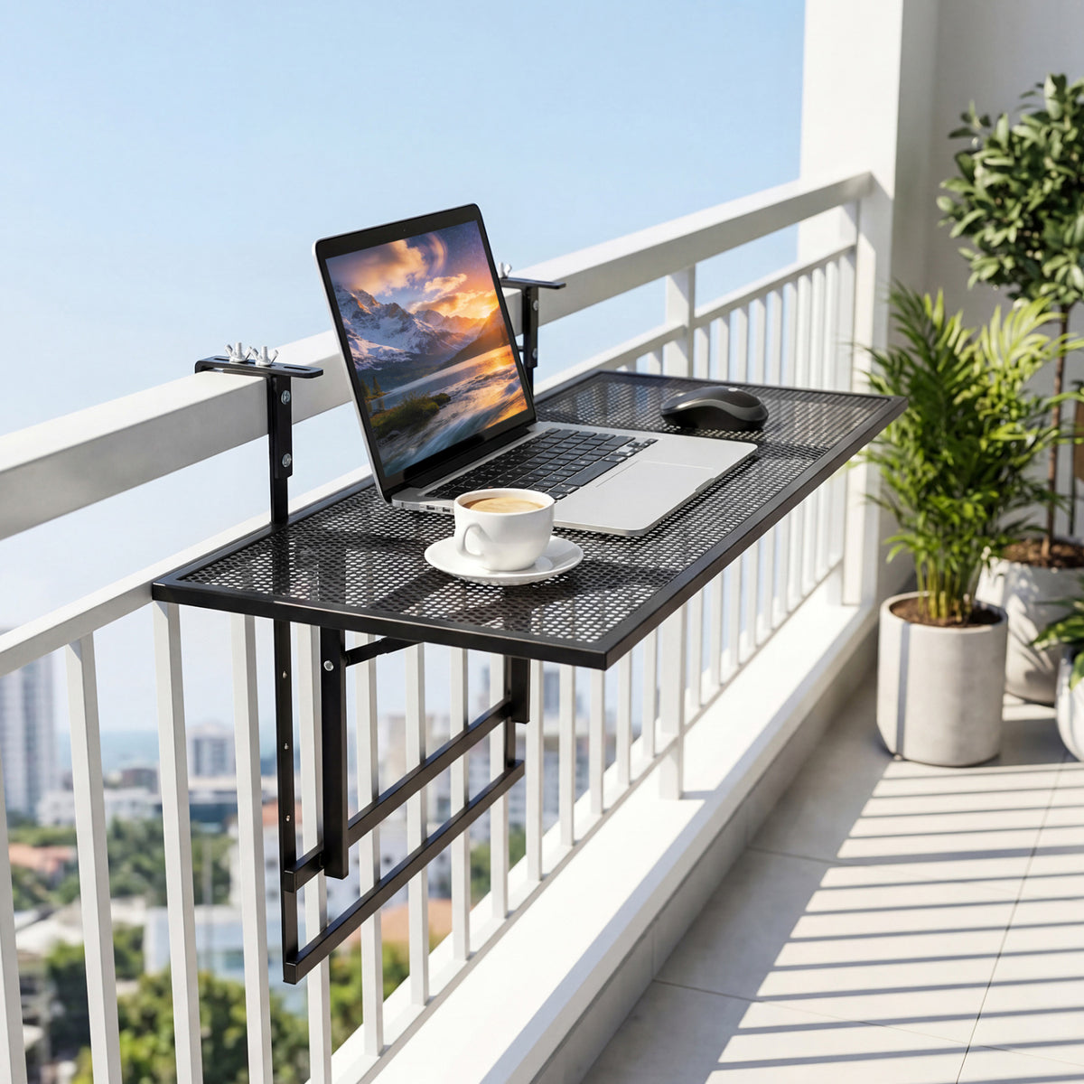 31.5 Inch Large Metal Folding Bar Table with 5-Position Adjustable Height