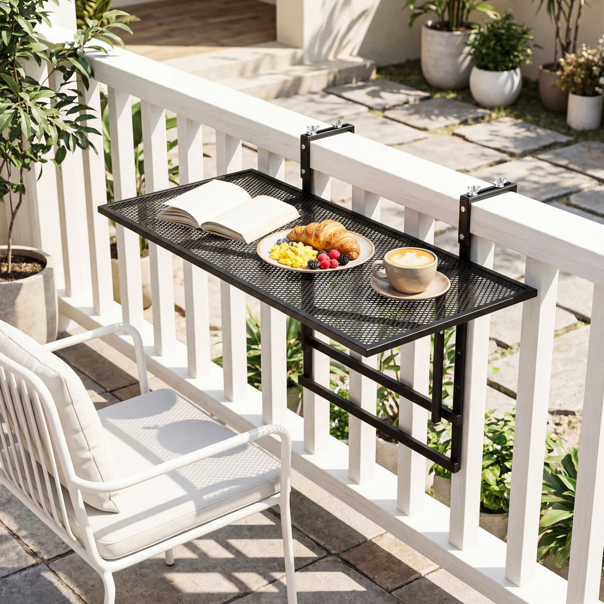 31.5 Inch Large Metal Folding Bar Table with 5-Position Adjustable Height