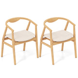 Bamboo Accent Chair with Armrest and Curved Backrest-Natural