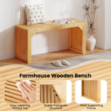 Bamboo Dining Bench Long Entryway Bench  Indoor Outdoor Solid Wood Bench-Natural
