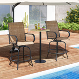 2 Pieces Patio 360 Rotation Swivel Bar Stool Set