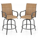 2 Pieces Patio 360 Rotation Swivel Bar Stool Set