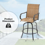 2 Pieces Patio 360 Rotation Swivel Bar Stool Set