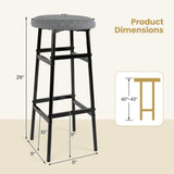 Bar Stools Set of 2 with Sturdy Metal Frame and Footrest
