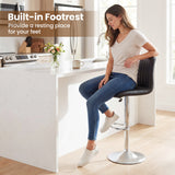 Bar Stools Set of 2 Adjustable Swivel Barstools with Back and Footrest-Black