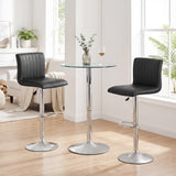 Bar Stools Set of 2 Adjustable Swivel Barstools with Back and Footrest-Black