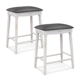 24 Inch Bar Stool Set of 2 with Padded Seat Cushions and Wood Legs