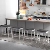 24 Inch Bar Stool Set of 2 with Padded Seat Cushions and Wood Legs