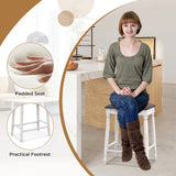24 Inch Bar Stool Set of 2 with Padded Seat Cushions and Wood Legs