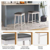 24 Inch Bar Stool Set of 2 with Padded Seat Cushions and Wood Legs