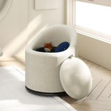 Barrel Chair with Storage 360° Swivel Upholstered Vanity Chair