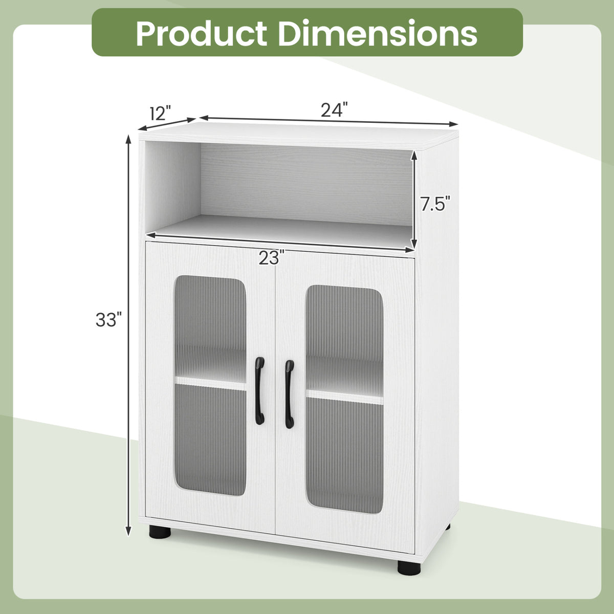 Bathroom Cabinet Freestanding Cabinet with 2 Doors and 3-Level Adjustable Shelf