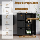 Bathroom Floor Cabinet Side Storage Cabinet with 3 Drawers and 1 Cupboard