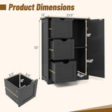 Bathroom Floor Cabinet Side Storage Cabinet with 3 Drawers and 1 Cupboard