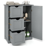 Bathroom Floor Cabinet Side Storage Cabinet with 3 Drawers and 1 Cupboard