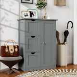 Bathroom Floor Cabinet Side Storage Cabinet with 3 Drawers and 1 Cupboard