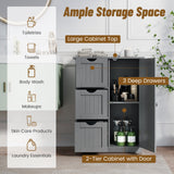 Bathroom Floor Cabinet Side Storage Cabinet with 3 Drawers and 1 Cupboard