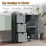 Bathroom Floor Cabinet Side Storage Cabinet with 3 Drawers and 1 Cupboard