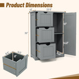 Bathroom Floor Cabinet Side Storage Cabinet with 3 Drawers and 1 Cupboard