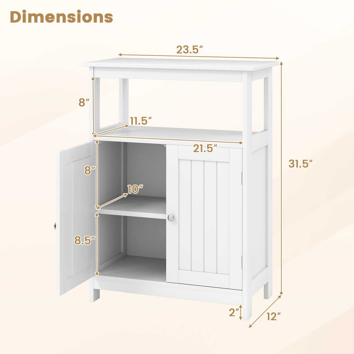 Bathroom Floor Cabinet Freestanding Storage Organizer with Open Compartment