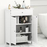 Bathroom Floor Cabinet Freestanding Storage Organizer with 2 Doors