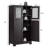 Bathroom Floor Storage Locker Kitchen Cabinet with Doors and Adjustable Shelf