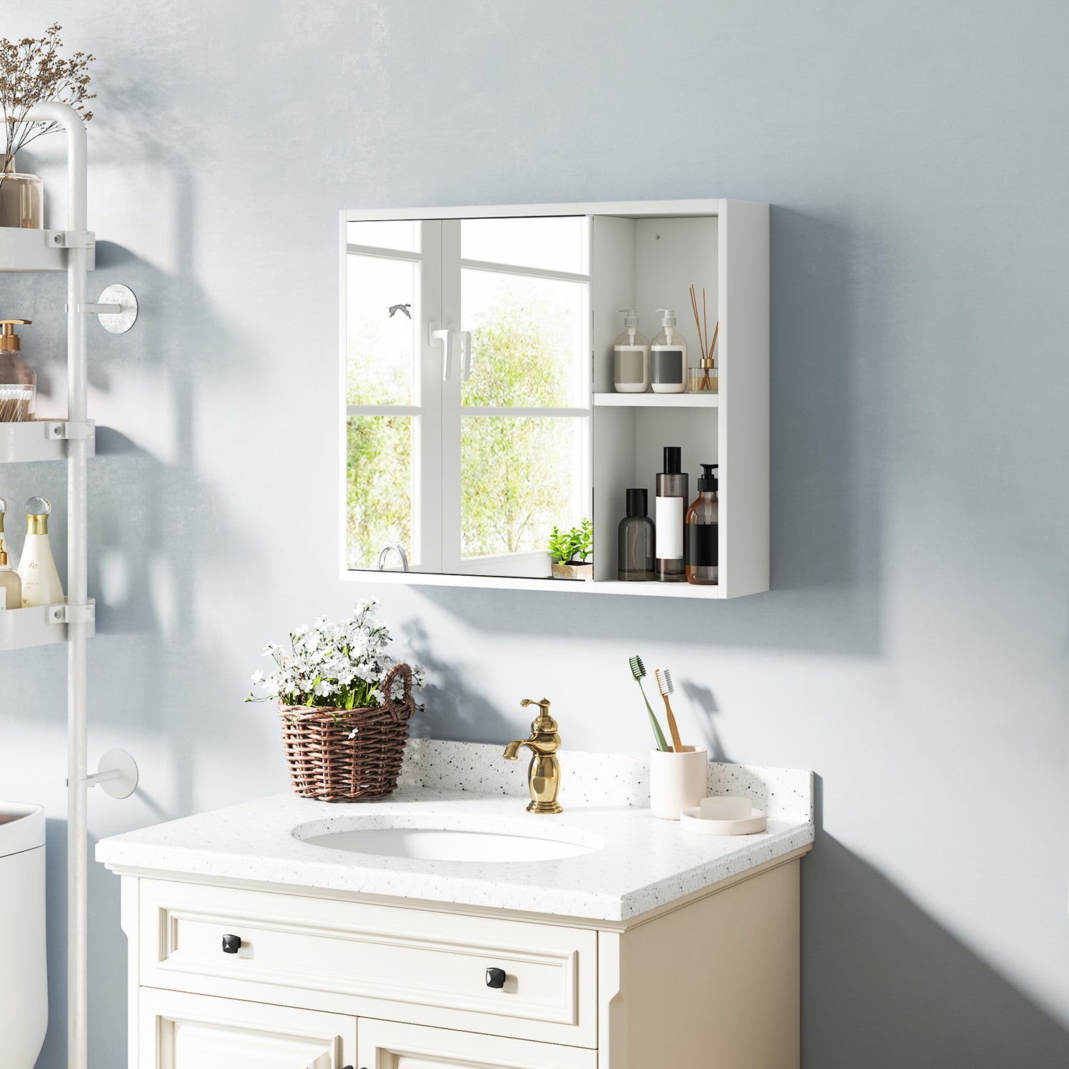 Bathroom Medicine Cabinet with Single Mirror Door