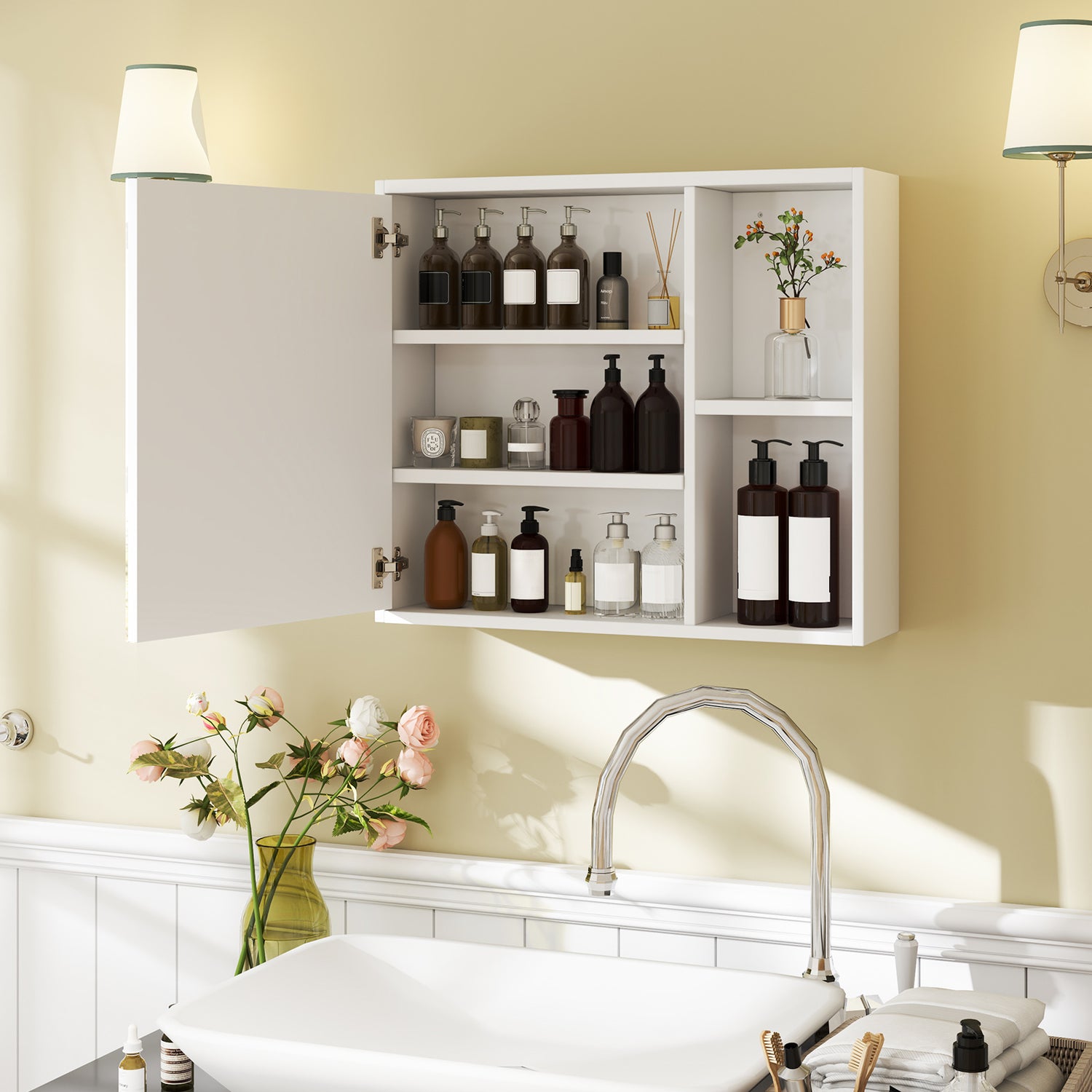 Bathroom Medicine Cabinet with Single Mirror Door