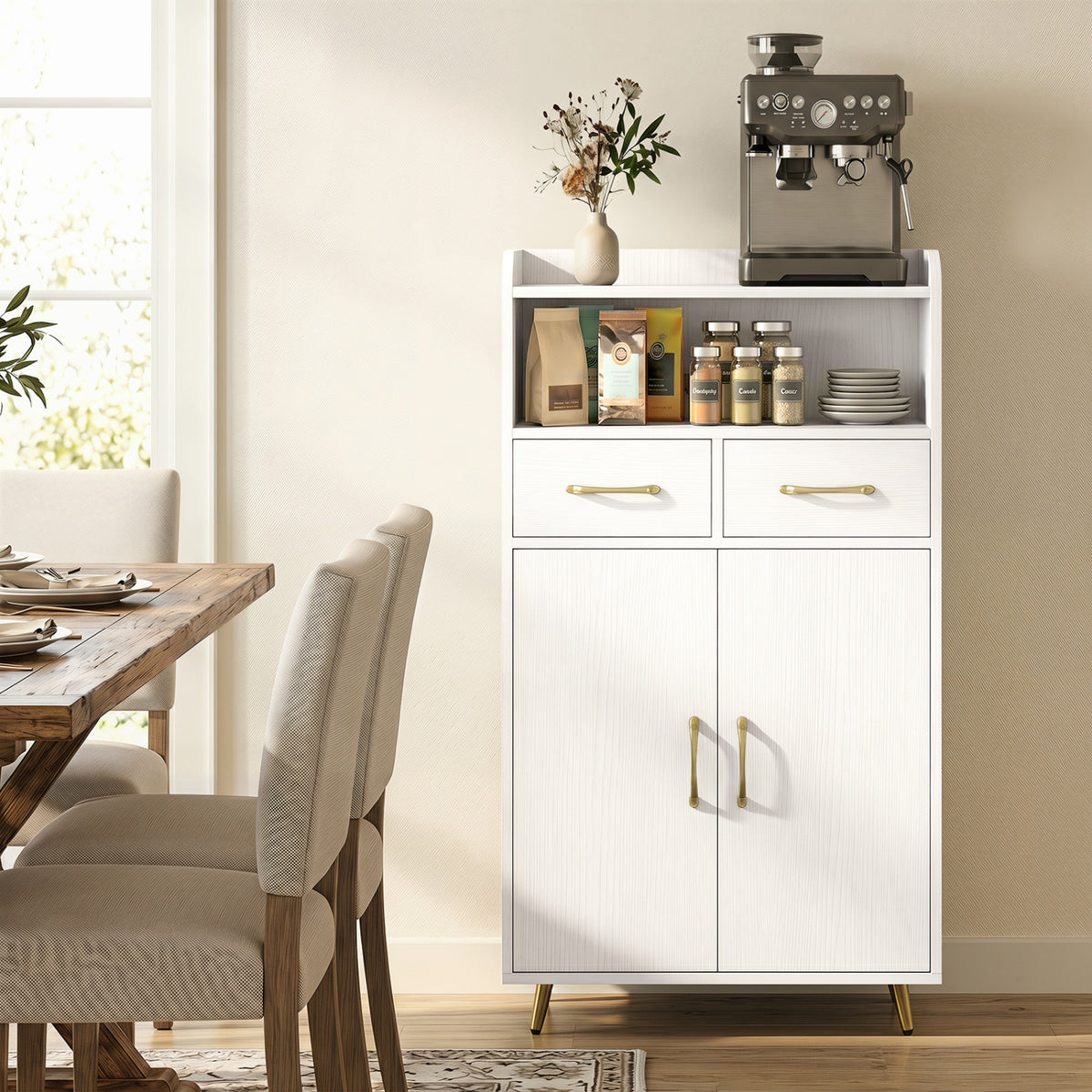 Bathroom Storage Cabinet Freestanding Floor Cabinet with 2 Drawers and 2 Doors
