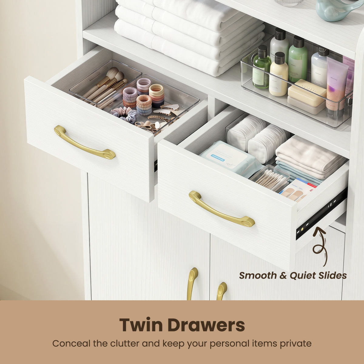 Bathroom Storage Cabinet Freestanding Floor Cabinet with 2 Drawers and 2 Doors