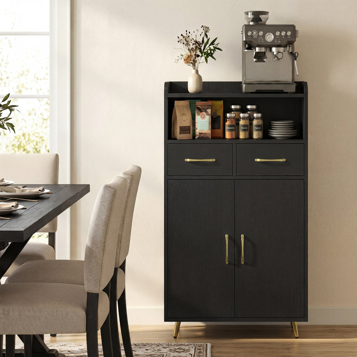 Bathroom Storage Cabinet Freestanding Floor Cabinet with 2 Drawers and 2 Doors