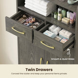 Bathroom Storage Cabinet Freestanding Floor Cabinet with 2 Drawers and 2 Doors