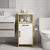 Bathroom Storage Cabinet with Drawer Single Door and Open Shelf-White