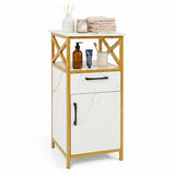 Bathroom Storage Cabinet with Drawer Single Door and Open Shelf-White