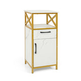 Bathroom Storage Cabinet with Drawer Single Door and Open Shelf-White