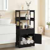 Bathroom Storage Cabinet with Open Shelves and Drawer