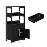 Bathroom Storage Cabinet with Open Shelves and Drawer