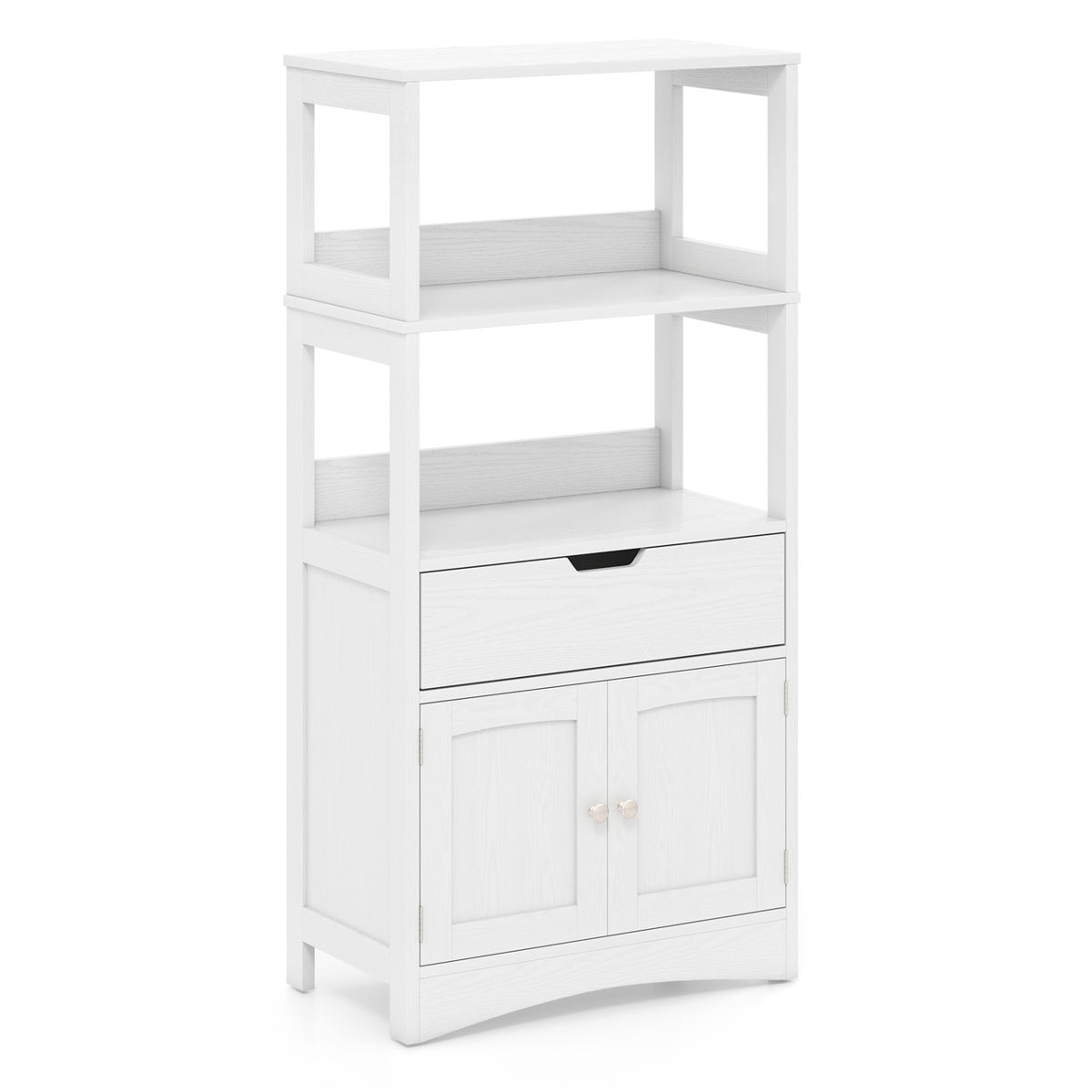 Bathroom Storage Cabinet with Open Shelves and Drawer