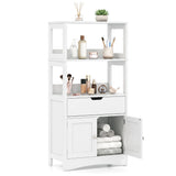 Bathroom Storage Cabinet with Open Shelves and Drawer