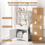 Bathroom Storage Cabinet with Open Shelves and Drawer