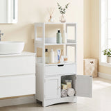 Bathroom Storage Cabinet with Open Shelves and Drawer