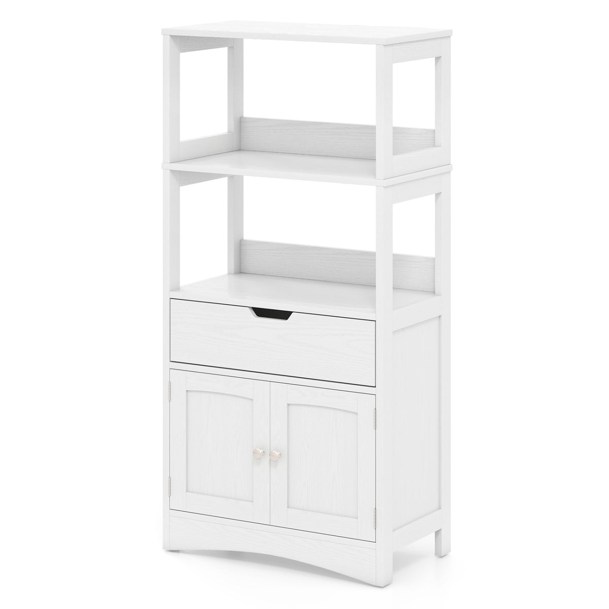 Bathroom Storage Cabinet with Open Shelves and Drawer
