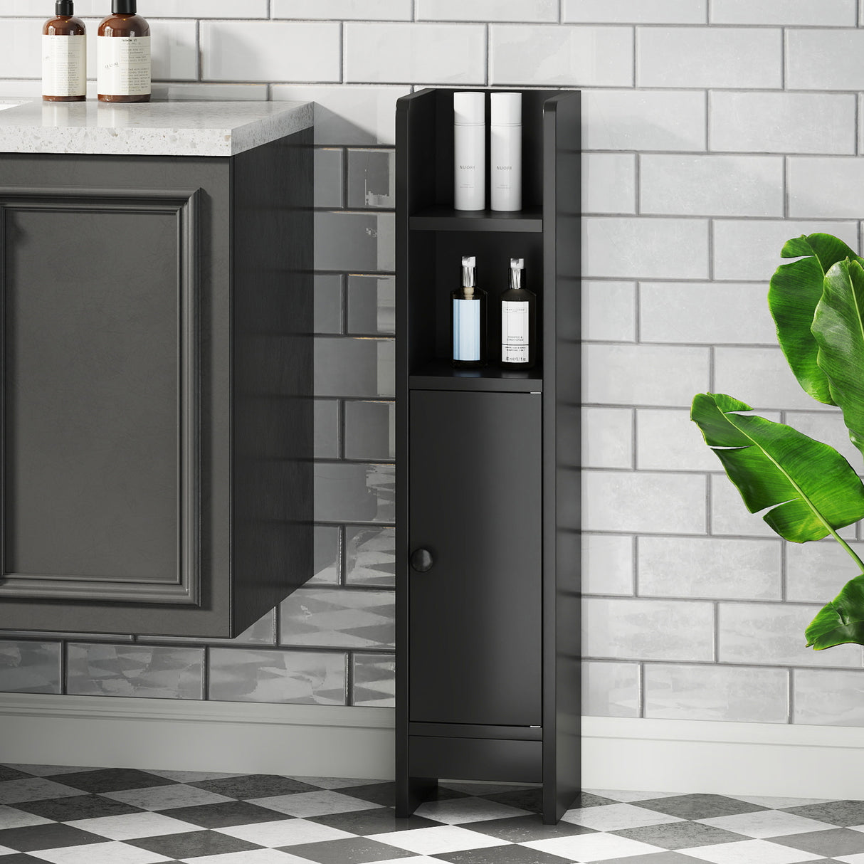 Bathroom Slim Cabinet Corner with Door and Adjustable Shelf