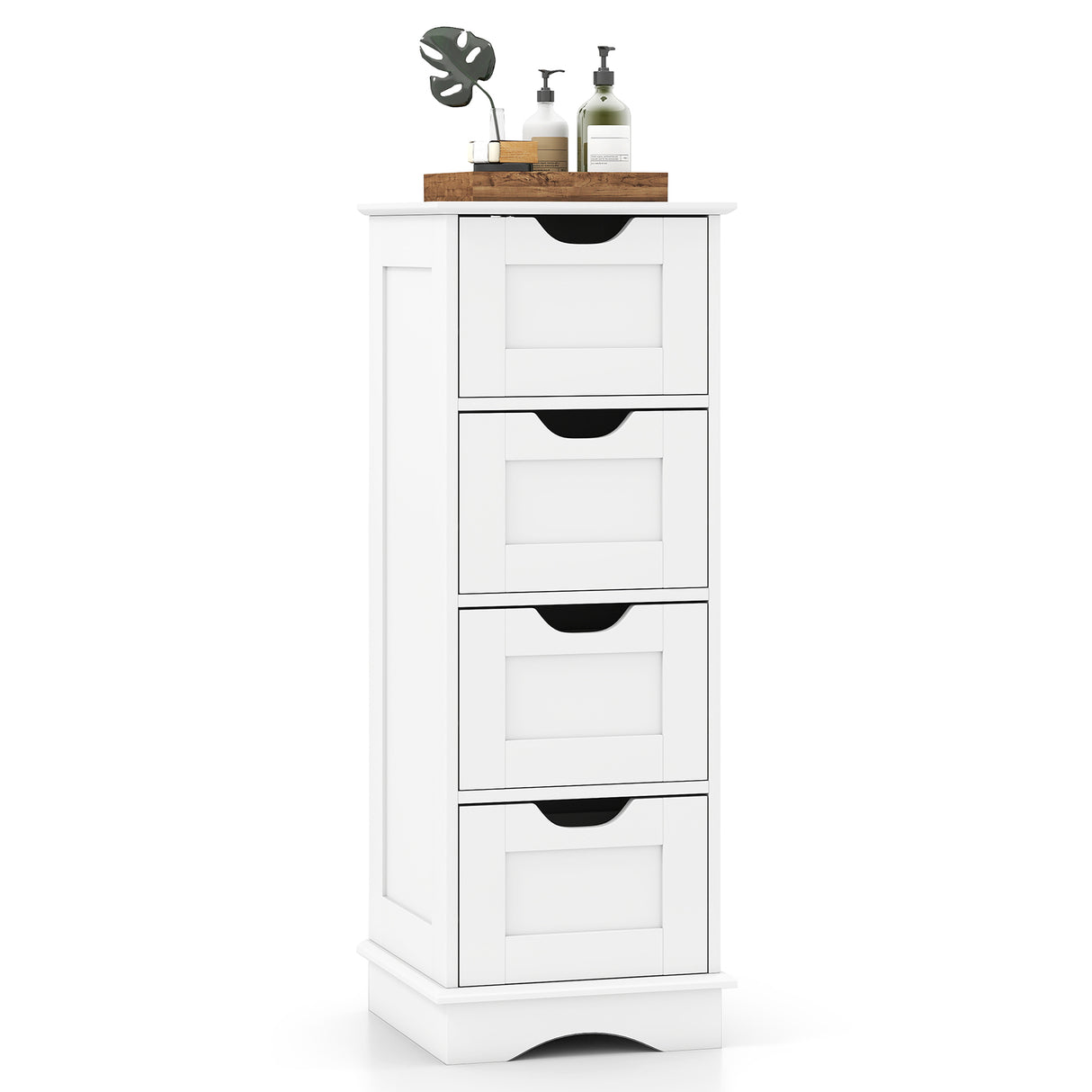Bathroom Storage Cabinet with Cutout Handles and 4 Drawers