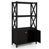 Bathroom Storage Cabinet with Open Shelves and Double Doors