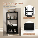 Bathroom Storage Cabinet with Open Shelves and Double Doors