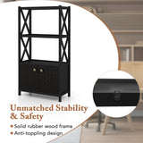 Bathroom Storage Cabinet with Open Shelves and Double Doors