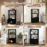 Bathroom Storage Cabinet with Open Shelves and Double Doors
