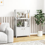 Bathroom Storage Cabinet with Open Shelves and Double Doors