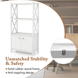 Bathroom Storage Cabinet with Open Shelves and Double Doors
